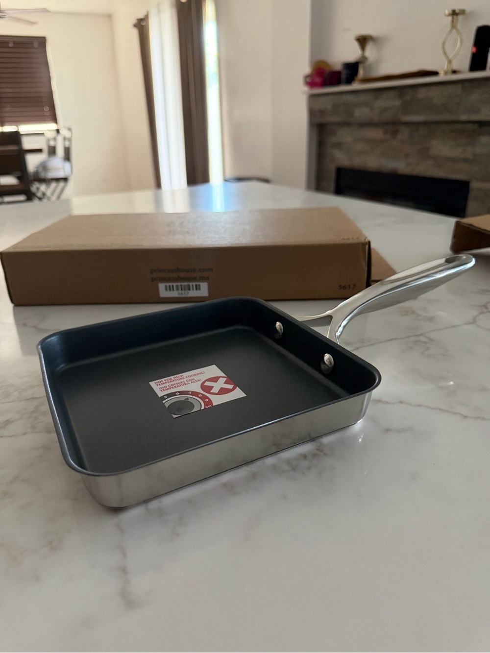 Princess House Stainless Steel Square Nonstick Omelette Pan - Black Interior